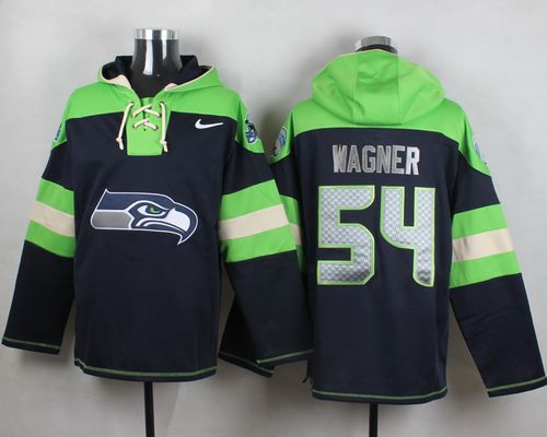 Nike Seahawks #54 Bobby Wagner Steel Blue Player Pullover NFL Hoodie - Click Image to Close